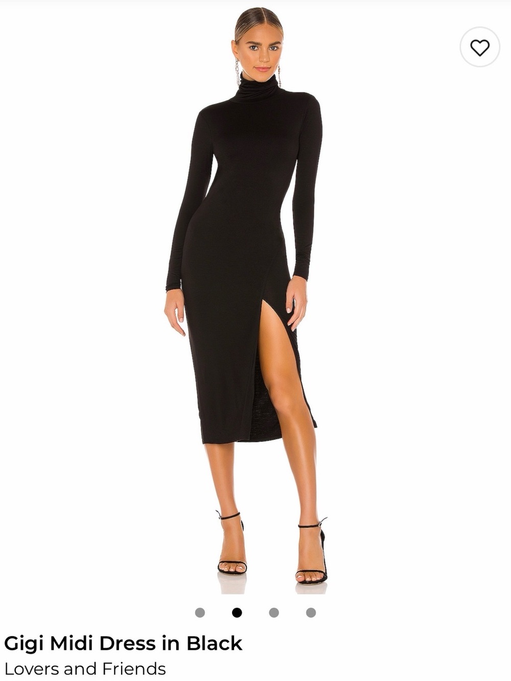 Lovers and Friends Black Turtleneck Midi Dress with Side Slit